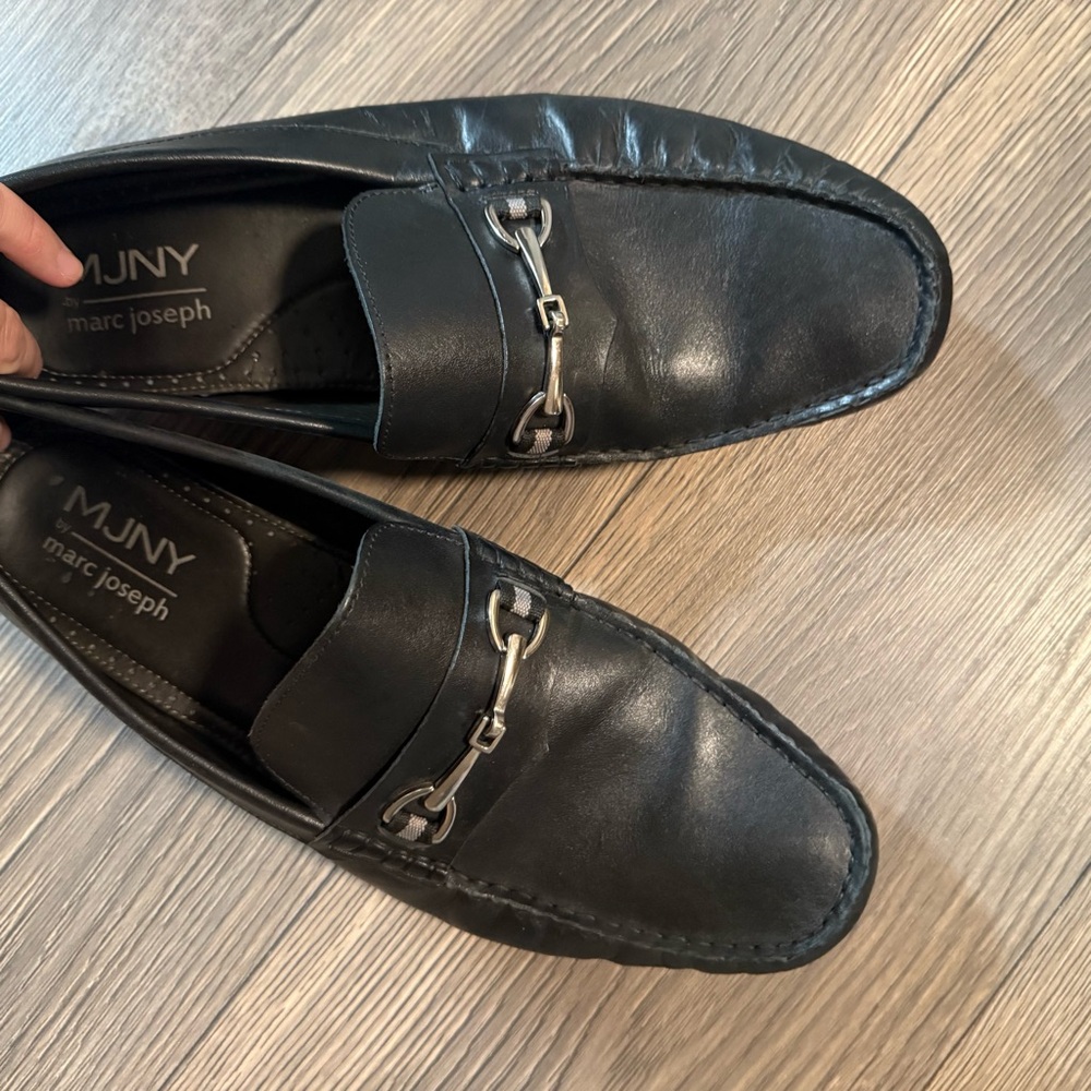 Marc Joseph Black Leather Slip-On Loafers